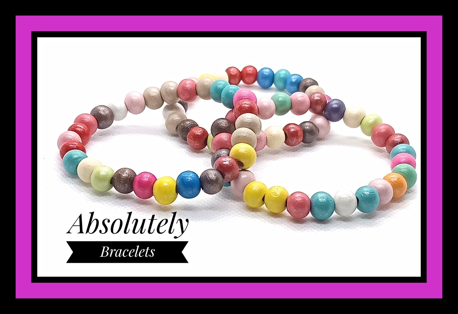 Rainbow Wooden Stretch Bracelet Set of 3 for Festivals & Raves