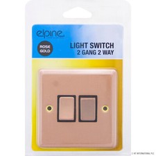 NEW ROSE GOLD SINGLE LIGHT SWITCH 2 GANG 2 WAY ON/OFF WITH FIXING SCREW HOME