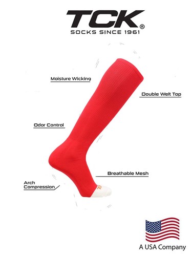 Twin City Adult/Youth Pro Sport Over The Calf Tube Socks Scarlet S - Picture 3 of 8