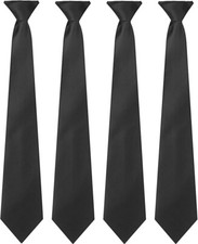 Clip on Ties for Men 4 Packs Black Color Men's Tie Clip on Necktie 20 Inches