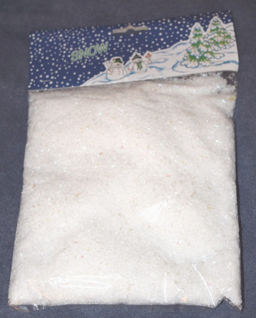 ARTIFICIAL FAKE SNOW FLAKES, BAG IS 6.5" x 7.5", SPARKLES, DECORATION
