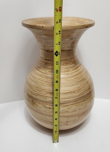 Bamboo Vase Set 2 - 14.5" Floor or Table Decor Light Wood Tone Handcrafted - Picture 5 of 7
