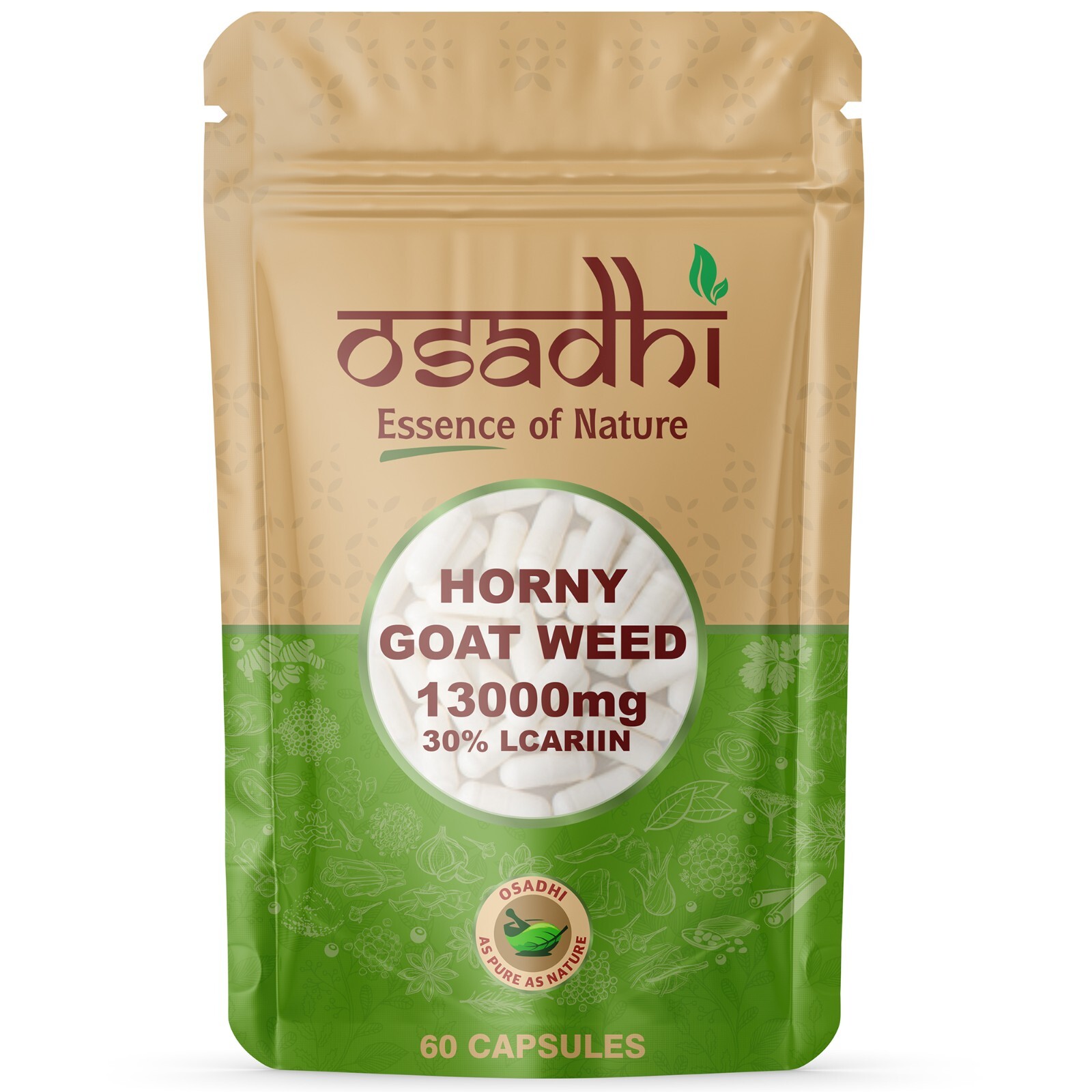 Horny Goat Weed 60 capsule 13.000 mg per tappo 30% Lcariina aumento della libido maschile
