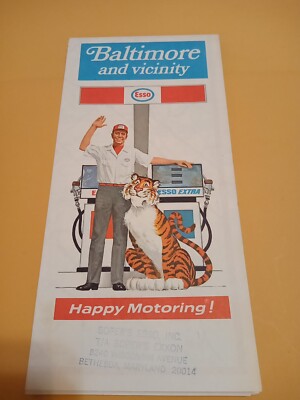 1971 Baltimore and Vicinity Road Map Esso Oil Company
