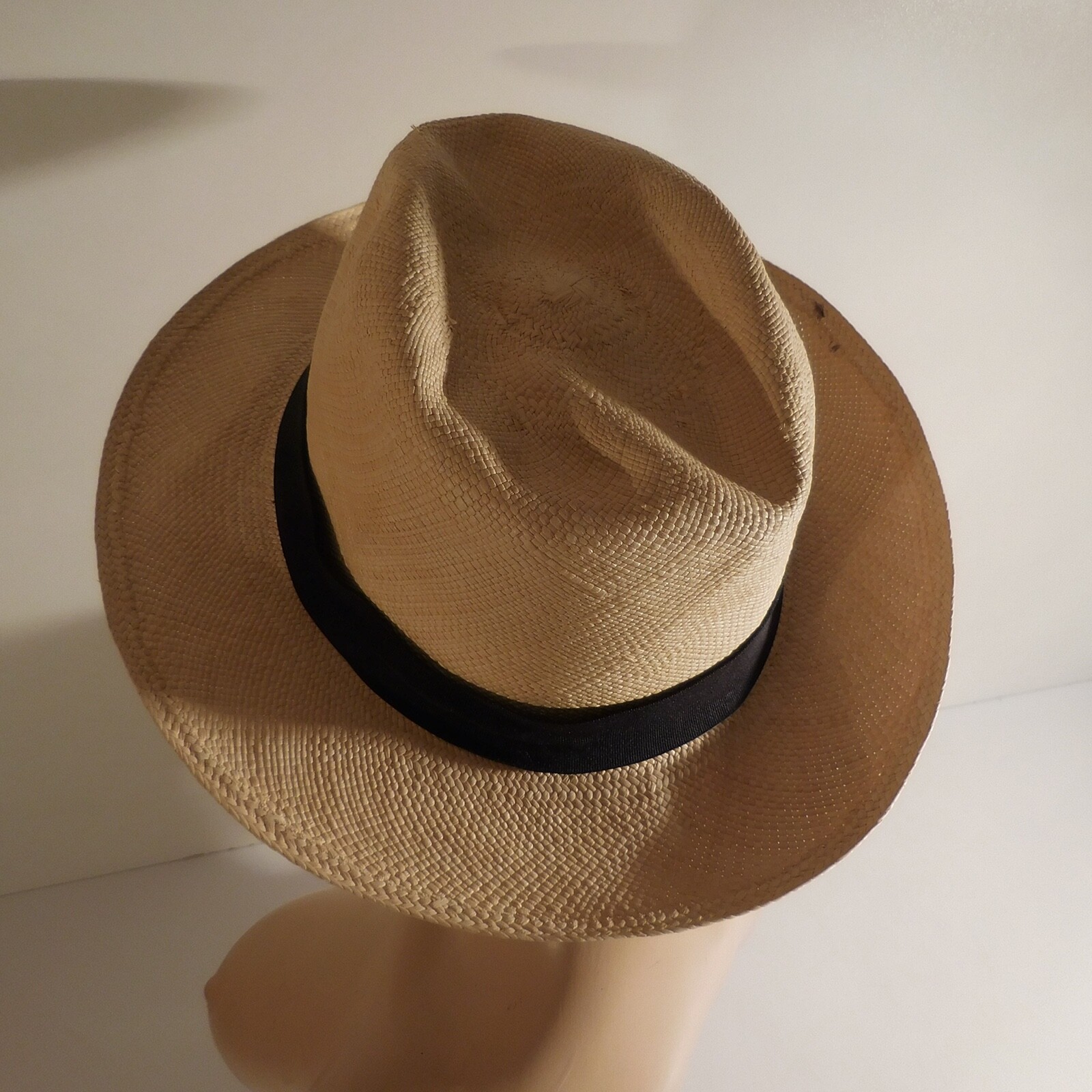 Montecristi Genuine Panama Hat Yellow Handmade For Women Men Art Deco N4671