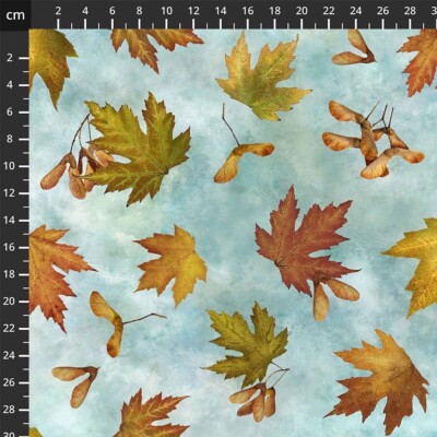 Fat Quarter Northcott Autumn Splendor Stonehenge Blätter blau 100% Baumwollstoff