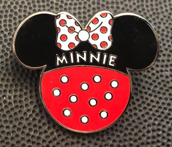 Disney pin 115855 Minnie Mouse icon red white polka dot bow ears mickey head