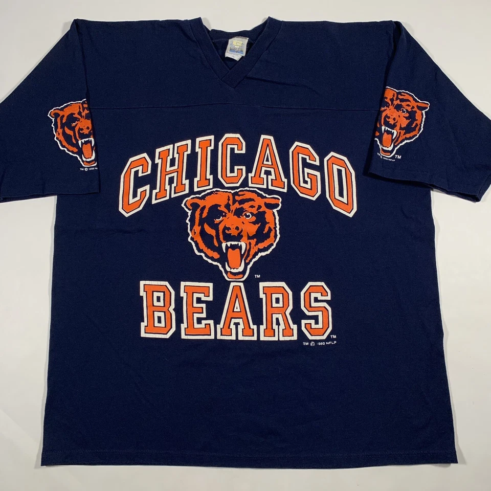 复古 90 年代芝加哥熊队 V 领 NFL 足球 T 恤 XL X 大号竞争对手 1992 — 第 2/4 张图片