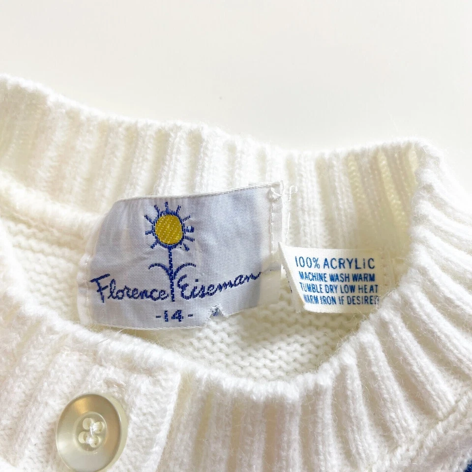 • Cárdigan Suéter Vintage Florence Eiseman Blanco • Talla 14 - Envío Gratis Foto 4 de 4