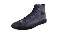 Prada Wildleder Stratus High-Top Sneaker 4T3218 Blau Schwarz - Neu - 9 43