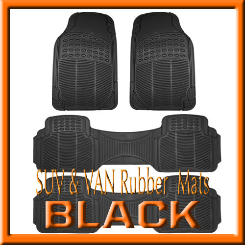 Fits TOYOTA  SEQUOIA  ALL WEATHER  SEMI CUSTOM  BLACK  RUBBER FLOOR MATS / 4 PCS - Picture 1 of 1