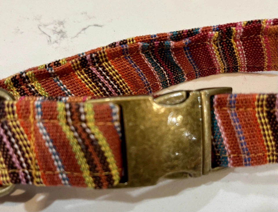 2只狗项圈1 M 1 S可调节面料带金属扣项圈 — 第 2/2 张图片