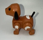 Vintage Fisher Price Little People brown farm dog with white spots #915 EUC