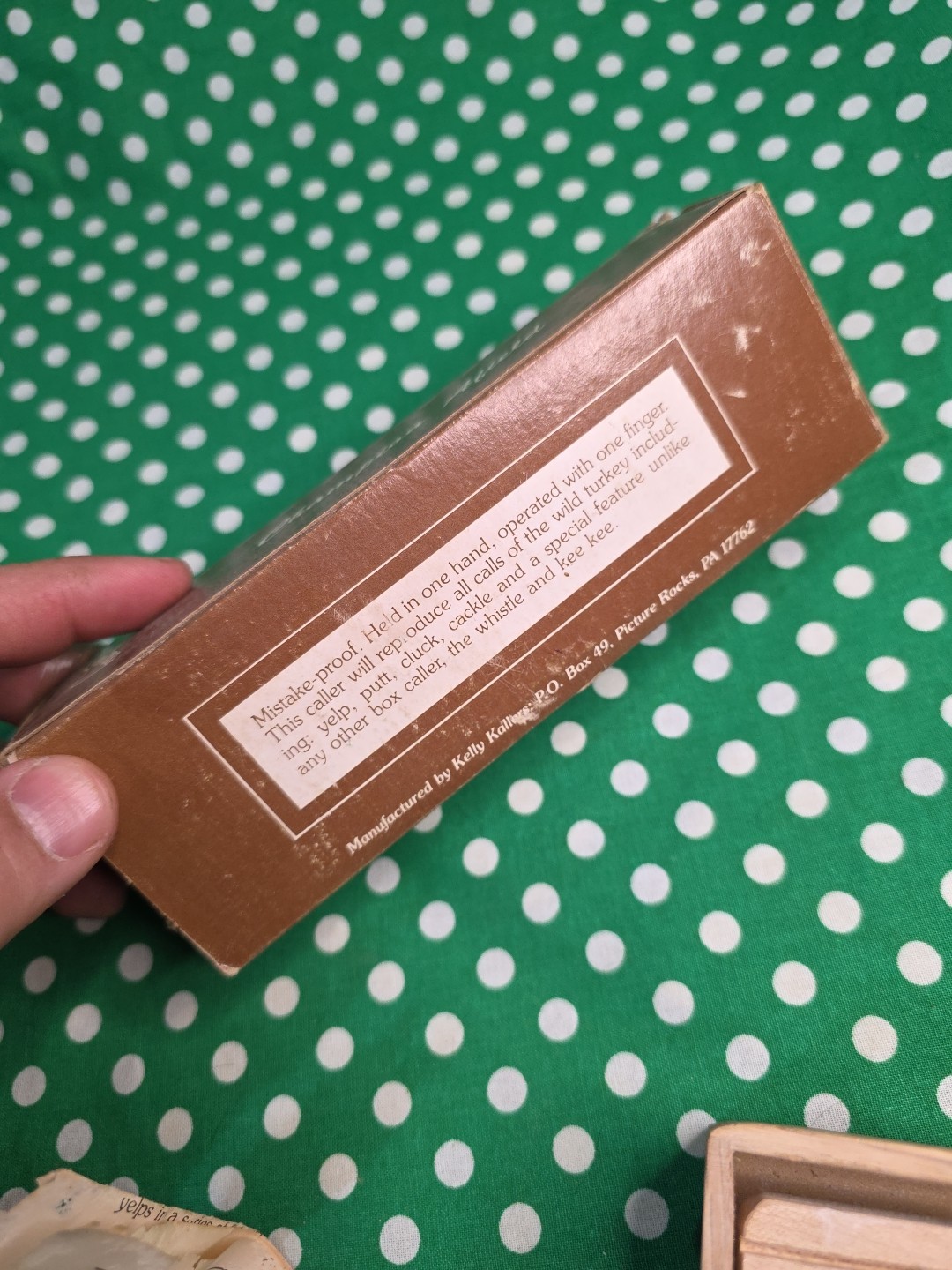 VINTAGE KELLY KALLERS PUSH BUTTON BOX PUSH PULL TURKEY CALL KELLY COOPER CALLER