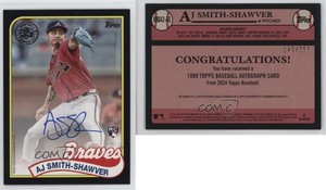 2024 Update 1989 Topps Baseball Black /199 AJ Smith-Shawver Rookie Auto RC