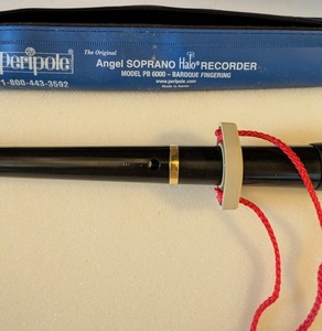 Peripole Angel PB6000 Soprano Recorder Black Baroque Fingering Case Halo Hanger