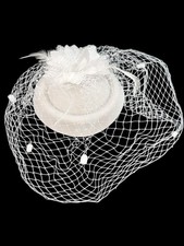 Tea Party White Fascinator Hat Elegant Hair Accessories Clip Headband