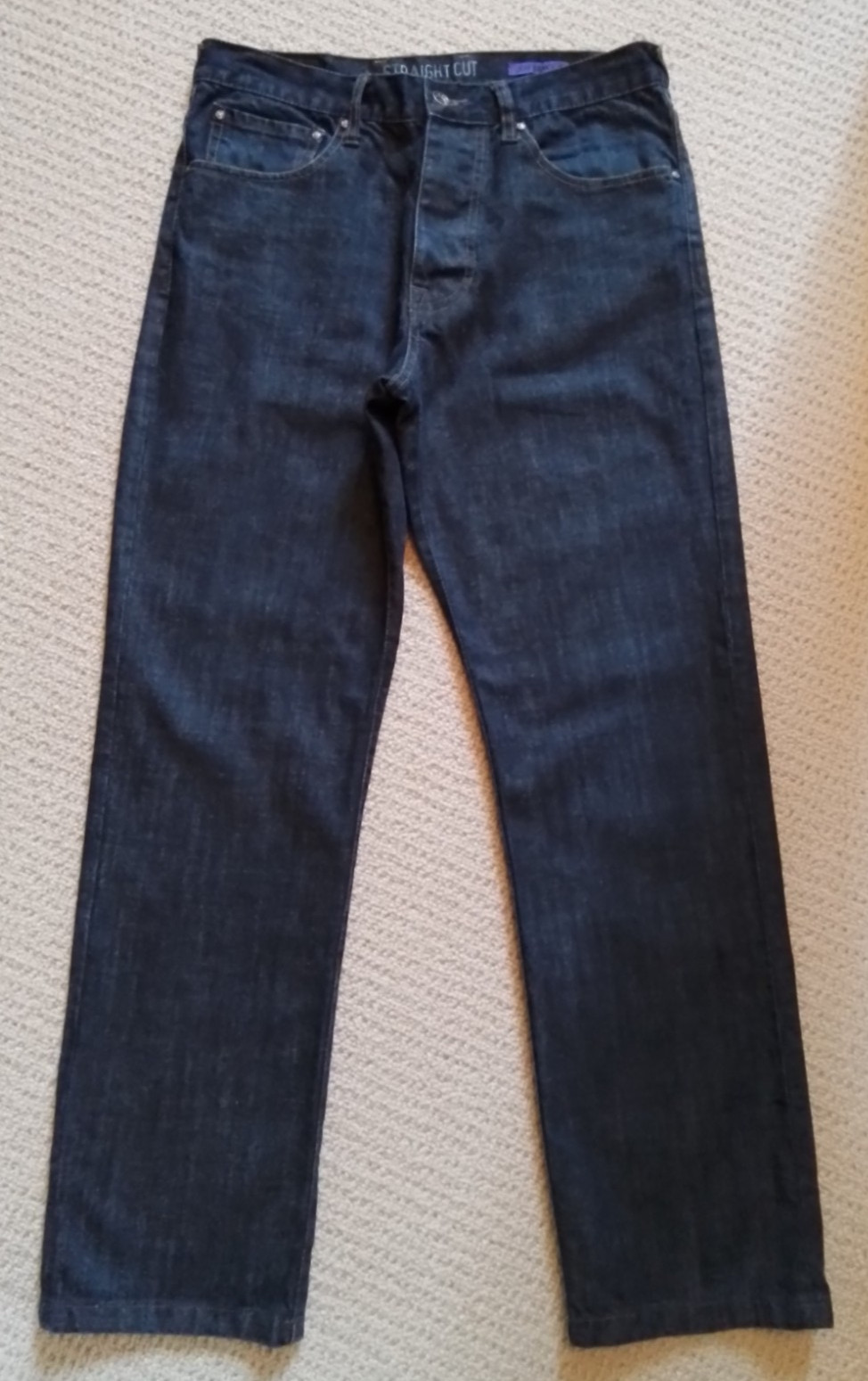 Mens Jeff Banks Straight Leg Jeans Dark Blue W34 L31 Button Excellent