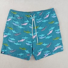 Eddie Bauer XL Mens Swim Shorts Sharks With Mesh Liner 36x6