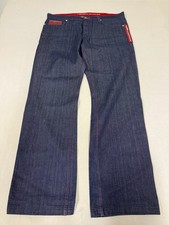 Vintage Y2K Crown Holder Embroidered Wide Leg Baggy Mens jeans 40x36 KE13