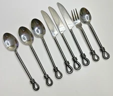 Gourmet Settings Twist Stainless Steel Flatware Mod Brutalist 8 pc set