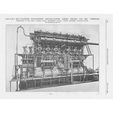 MS Stentor 4000-HP 6 Cylinder Marine Diesel Engine 4x Vintage Prints 1926