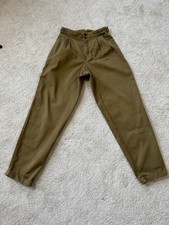 Vintage Lizsport Women  s High-Waisted Pleated Trousers 100 Cotton Khaki Chino