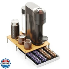 SpaceAid Bamboo Coffee Pod Holder Drawer Storage Compatible with Nespresso Ve