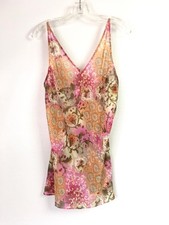 Victorias Secret Womens Medium Chemise Slip Dress Orange Pink Floral Lingerie