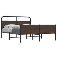 Image of Metal Bed Frame without Mattress Brown Oak 150x200 cm King Size