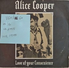 Alice Cooper (No More) Love At Your Convenience Vinyl Record VG+/G+ K16935 1977