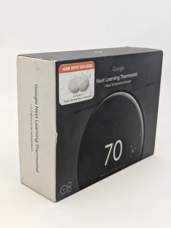 Google Nest Learning Thermostat Obsidian (4th Gen) w/ 2 Temperature Sensors - Image 2 of 4