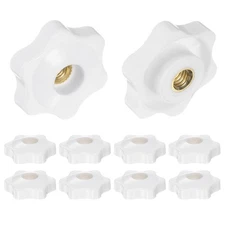 10pcs Star Knobs M6 Thread 32mm Head Through Hole Clamping Handles White