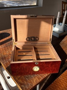 Cigar Humidor Box with Digital Hygrometer and Spanish Cedar Divider