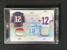 2021 Leaf Legendary Numbers #/2 Tom Brady Jim Kelly Game Used Patch Platinum