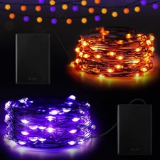 Purple, Orange, 2 Pieces Halloween Fairy String Lights 10 ft 30 LED String