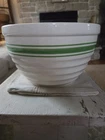 Vintage Large Hull Green Stripe Beehive Bowl  11" diameter