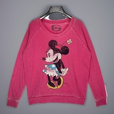 Disney Minnie Mouse Sweatshirt Large Pink Vintage Distressed Raglan Graphic Tee