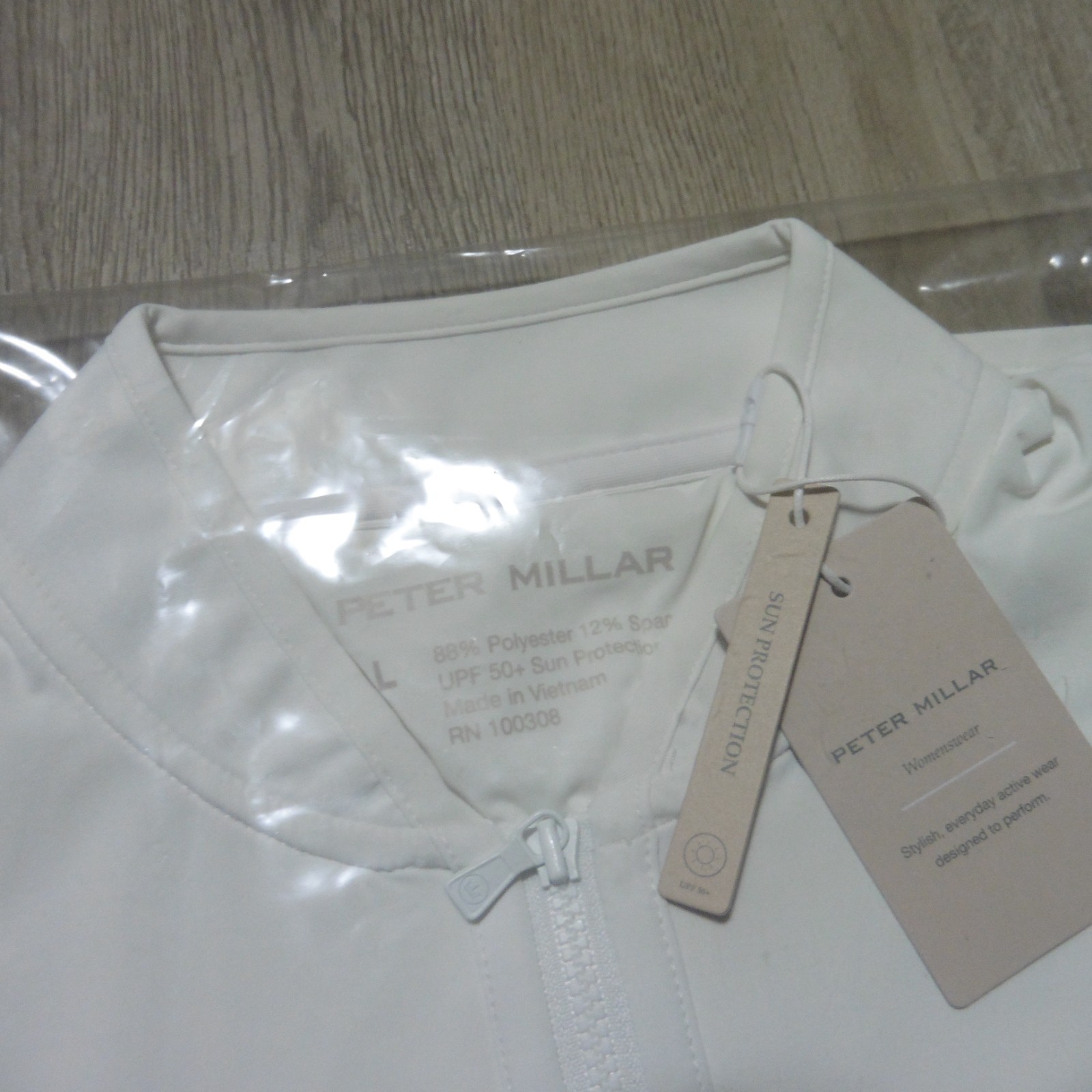 PETER MILLAR Womens L LARGE PULLOVER LIGHTWEIGHT SUN SHIRT WHITE 1/4 ZIP POLO