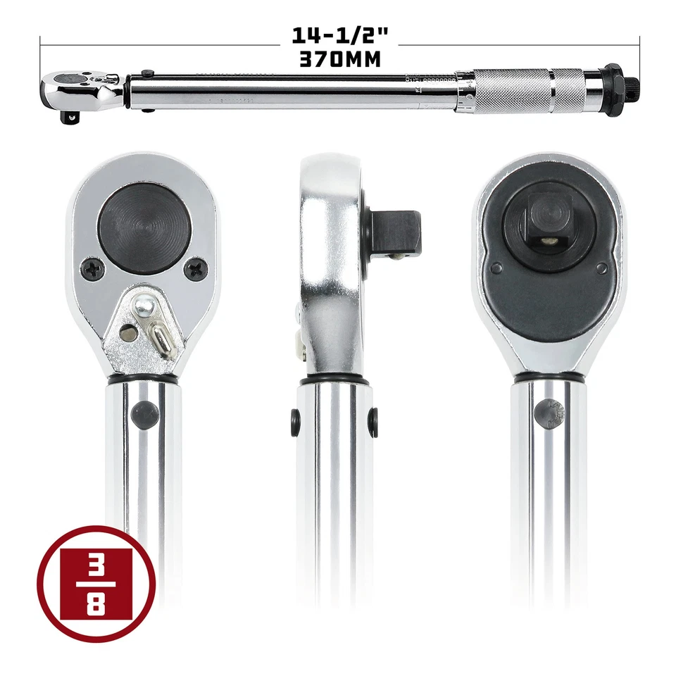 Powerbuilt 3/8 Inch Drive Micrometer Ratcheting Torque Wrench (5-80 ftlb) - - Image 3 of 4