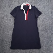 Tommy Hilfiger Polo Dress Womens Large Blue Short Sleeve Half Zip Casual Preppy