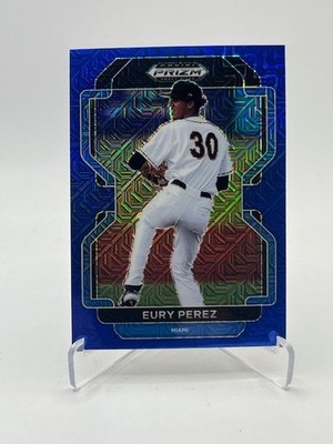 2022 PRIZM DRAFT EURY PEREZ RC BLUE MOJO PRIZM SP MARLINS