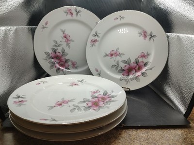 Set Of 5 Vintage Harmony House Dogwood Seyei Bone China 10-1/4  Dinner Plates