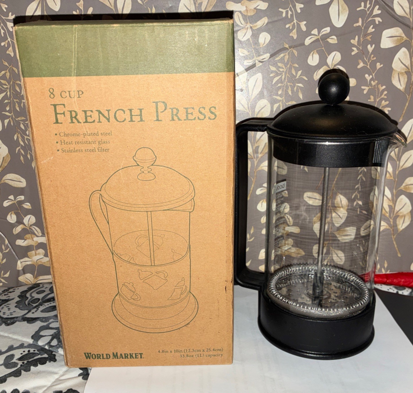 8-cup Coffee Maker - 33.8oz. Mat Black And Glass