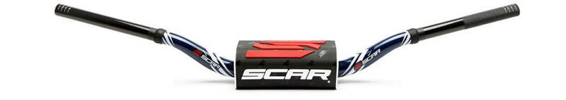 Guidon SCAR O2 Low bleu foncé pour moto cross et enduro performance