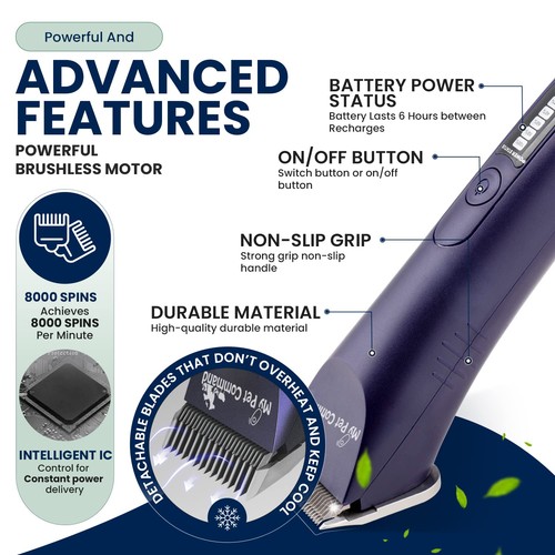 Professional Dog Grooming Clipper, Cordless Hair Trimmer, Brushless Motor, He... - Picture 2 of 6