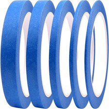 5 Rolls Pinstripe Tape - Masking Tape 1/16", 1/8", 1/4", 1/2", 3/4"
