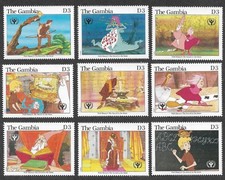 Disney Stamps Sword in the Stone set mnh Animation Cartoons Gambia