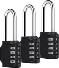 3 Pack 2.6 Inch Long Shackle Combination Lock, Diyife 4 Digit Outdoor Black