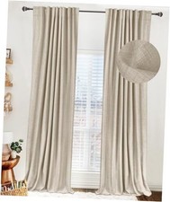Linen Blackout Curtains for Bedroom 84 Inches 50"W x 84"L Pack of 2 Oatmeal